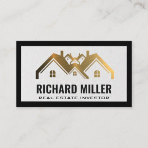 Carte De Visite Logo Gold Real Estate   Investisseur immobilier