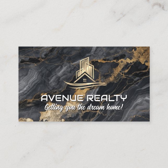 Carte De Visite Logo Gold Real Estate Property | Marbre Lux (Devant)