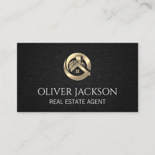 Carte De Visite Logo Gold Real Estate Texture noire