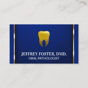 Carte De Visite Logo Gold Tooth   Gold Trim Arrière - plan bleu