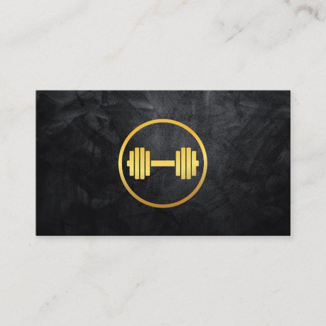 Carte De Visite Logo Golden Dumbbell Weight (Devant)