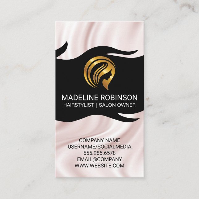 Carte De Visite Logo Golden Hair | Draperie de soie (Devant)