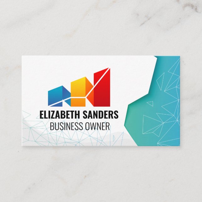 Carte De Visite Logo Graphique Financier | Motifs Géométriques (Devant)