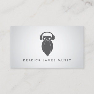 Carte De Visite Logo gris moderne DJ, bande, musicien de