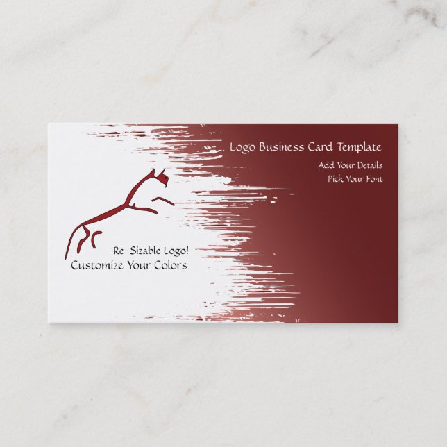 Carte De Visite Logo Grunge Paint Red Horse (Devant)