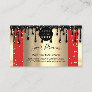 Carte De Visite Logo Hair maquillage clous SPA QR Code rouge