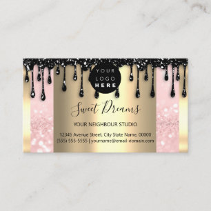 Carte De Visite Logo Hair maquillage clous SPA QRCode Gold rose