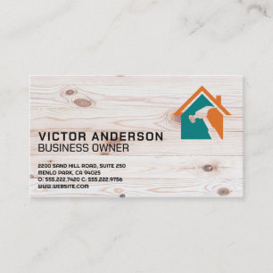 Carte De Visite Logo Hammer Home Fond en Bois Homme à Tout Fai