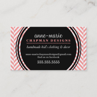 Carte De Visite LOGO herringbone moderne motif corail tache noire