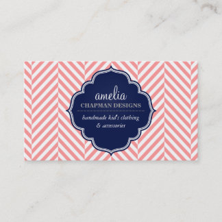 Carte De Visite LOGO herringbone moderne motif coral badge marine