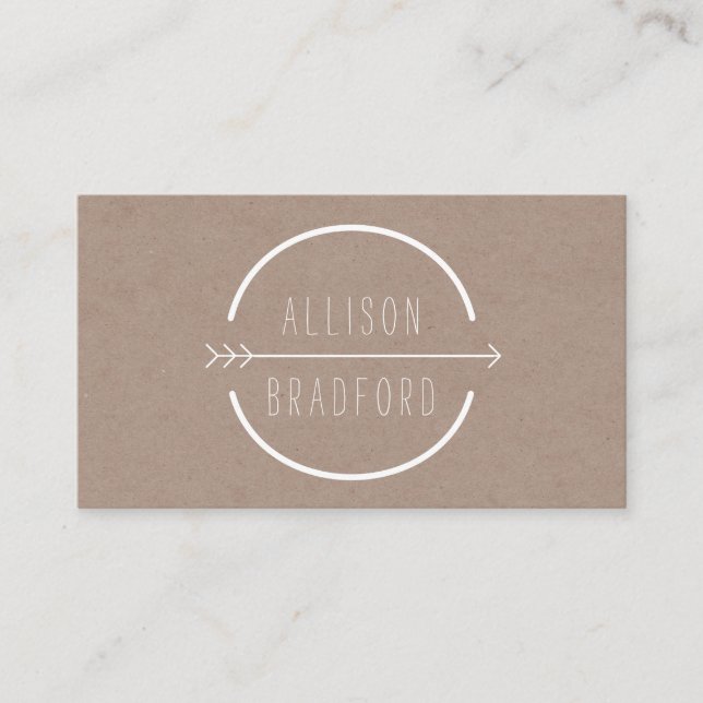 Carte De Visite Logo Hip and Rustic Arrow sur Tan Cardboard II (Devant)