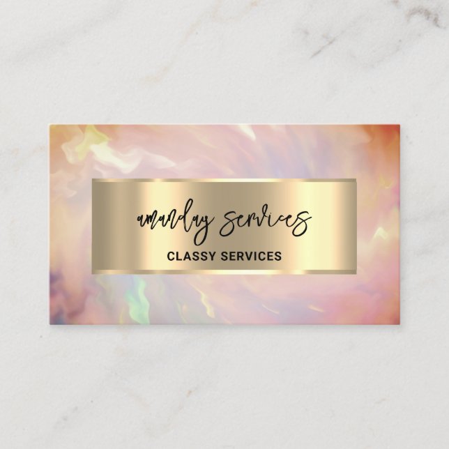 Carte De Visite Logo Holograph QR Code Shop Rose (Devant)