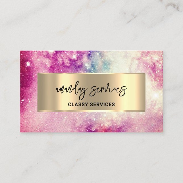 Carte De Visite Logo Holograph QR Code Shop Stars Galaxy Business (Devant)