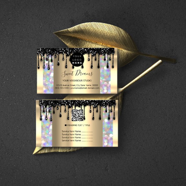 Carte De Visite Logo Holographe de maquillage de cheveux SPA QRCod (Créateur téléchargé)