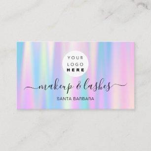 Carte De Visite Logo Holographique bleu rose Nails de maquillage L