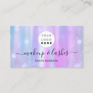 Carte De Visite Logo Holographique rose pâle Logo Nails de maquil