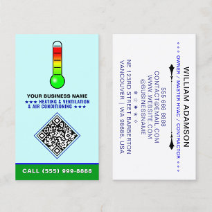 Carte De Visite Logo HVAC & Code QR Chauffage & Climatisation