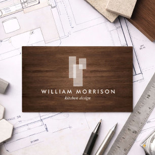 Carte De Visite Logo II de Blocs Architecturaux Modernes sur Bois 