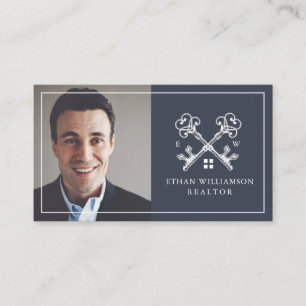 Carte De Visite Logo immobilier à clé Vintage moderne