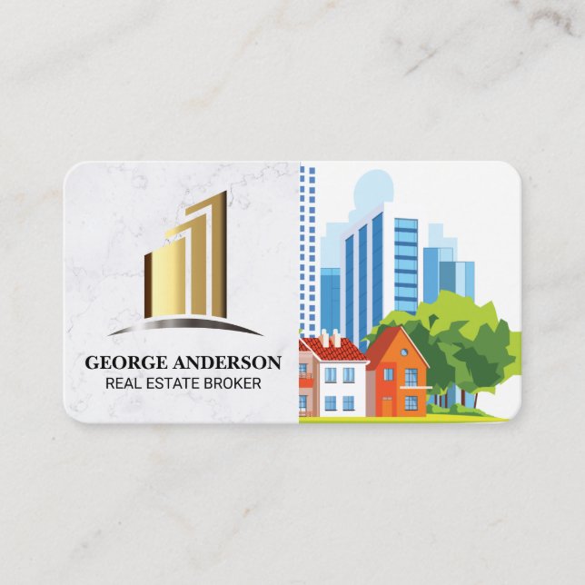Carte De Visite Logo Immobilier | Bâtiments de propriétés à louer (Devant)