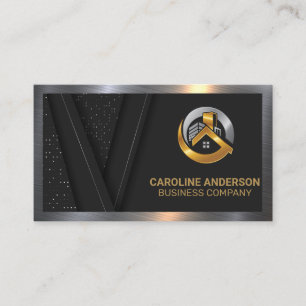 Carte De Visite Logo immobilier   Black Luxury Gold   Métallique