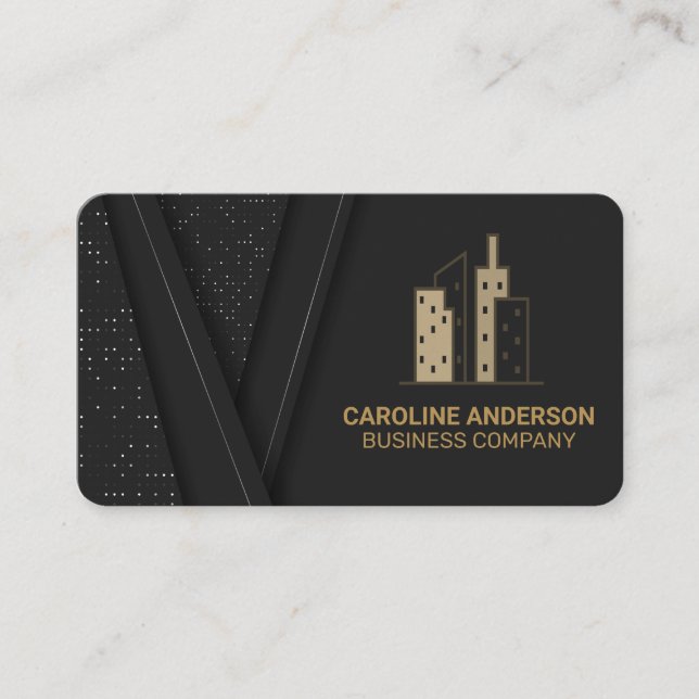 Carte De Visite Logo immobilier de bâtiment moderne | Luxe (Devant)