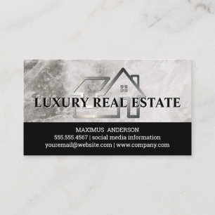 Carte De Visite Logo immobilier élégant Marbre