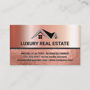 Carte De Visite Logo immobilier Huile d'or rose Luxe