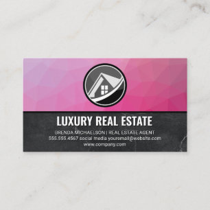 Carte De Visite Logo immobilier   Magenta Géométrique   Marbre