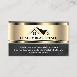 Carte De Visite Logo immobilier | Marbre métal or
