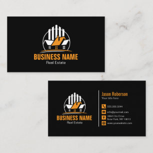 Carte De Visite Logo immobilier professionnel orange blanc