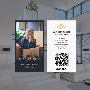Carte De Visite Logo immobilier professionnel photo Code QR
