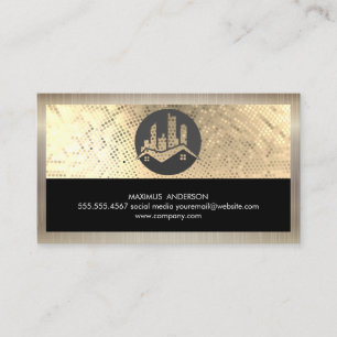 Carte De Visite Logo immobilier Sequin Or Metallic