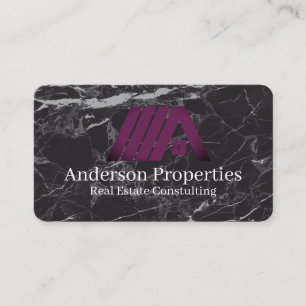 Carte De Visite Logo immobilier violet   Marbre noir