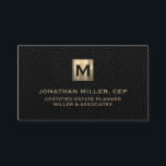 Carte De Visite Logo initial de luxe en cuir noir<br><div class="desc">Conçu pour les planificateurs immobiliers et les cabinets juridiques et juridiques. Ces simples cartes de visite de luxe sont idéaux pour la mise en réseau.</div>
