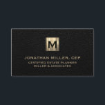 Carte De Visite Logo initial de luxe en cuir noir<br><div class="desc">Conçu pour les planificateurs immobiliers et les cabinets juridiques et juridiques. Ces simples cartes de visite de luxe sont idéaux pour la mise en réseau.</div>