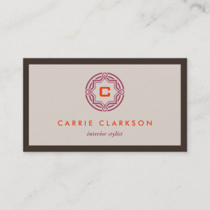 Carte De Visite LOGO INITIAL DÉCORATIF en PALETTE TAN