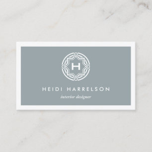 Carte De Visite LOGO INITIAL DÉCORATIF sur SLATE GRAY