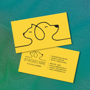 Carte De Visite Logo jaune de vétérinaire pour chien et chat Petsi