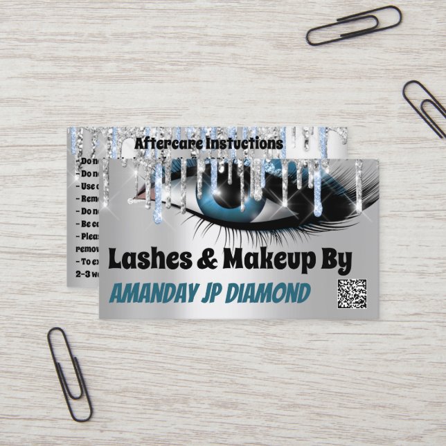 Carte De Visite Logo Lashes Micorblade Aftercare Blue Drift Code Q (Devant/Arrière en situation)