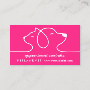 Carte De Visite Logo Ligne Rose Rendez-vous Chat Chien Animal
