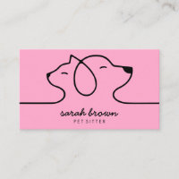 Logo Linéaire Rose Poudré Chien Chat Animal