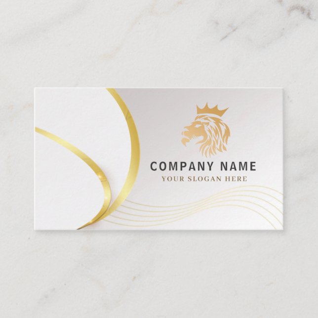 Carte De Visite Logo Lion Doré Professionnel Monogramme (Devant)