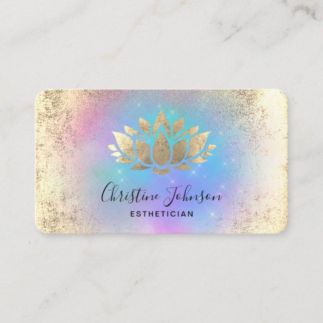 Carte De Visite logo lotus en feuille d'or faux sur les couleurs p (Devant)