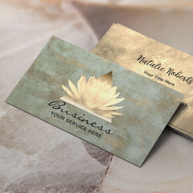 Carte De Visite Logo Lotus en or vintage Bronze élégant (Créateur téléchargé)