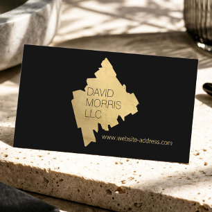 Carte De Visite Logo Luxe Abstrait Gold Brushstroke sur Noir