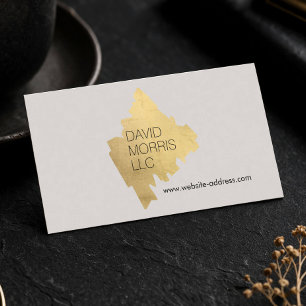 Carte De Visite Logo Luxe Abstrait Gold Brushstroke sur Tan