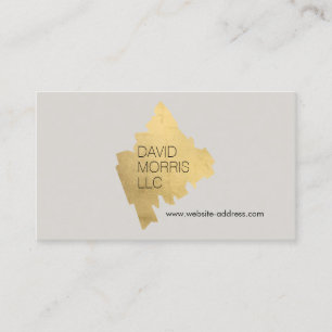 Carte De Visite Logo Luxe Abstrait Gold Brushstroke sur Tan
