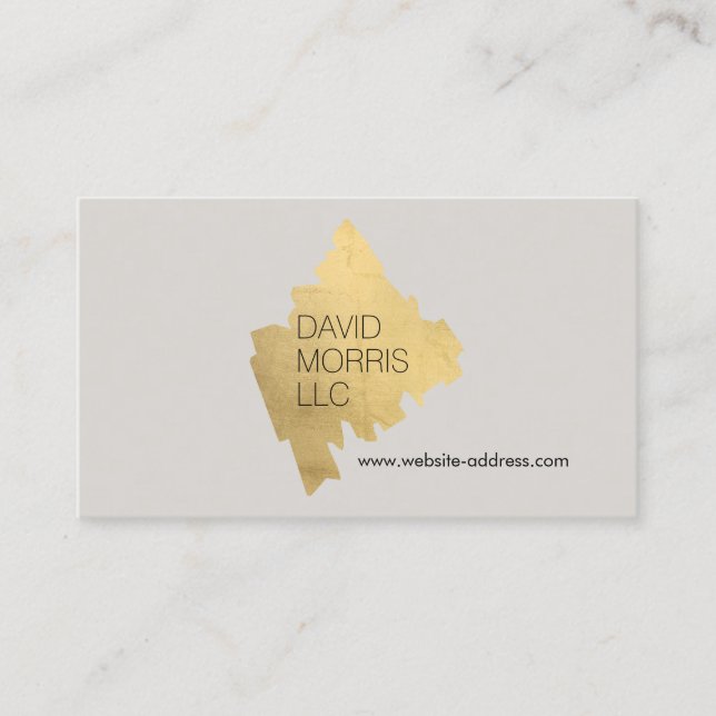Carte De Visite Logo Luxe Abstrait Gold Brushstroke sur Tan (Devant)