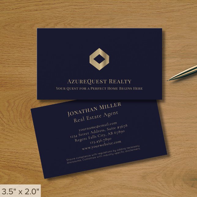 Carte De Visite Logo Luxe Professionnel Bleu (Créateur téléchargé)